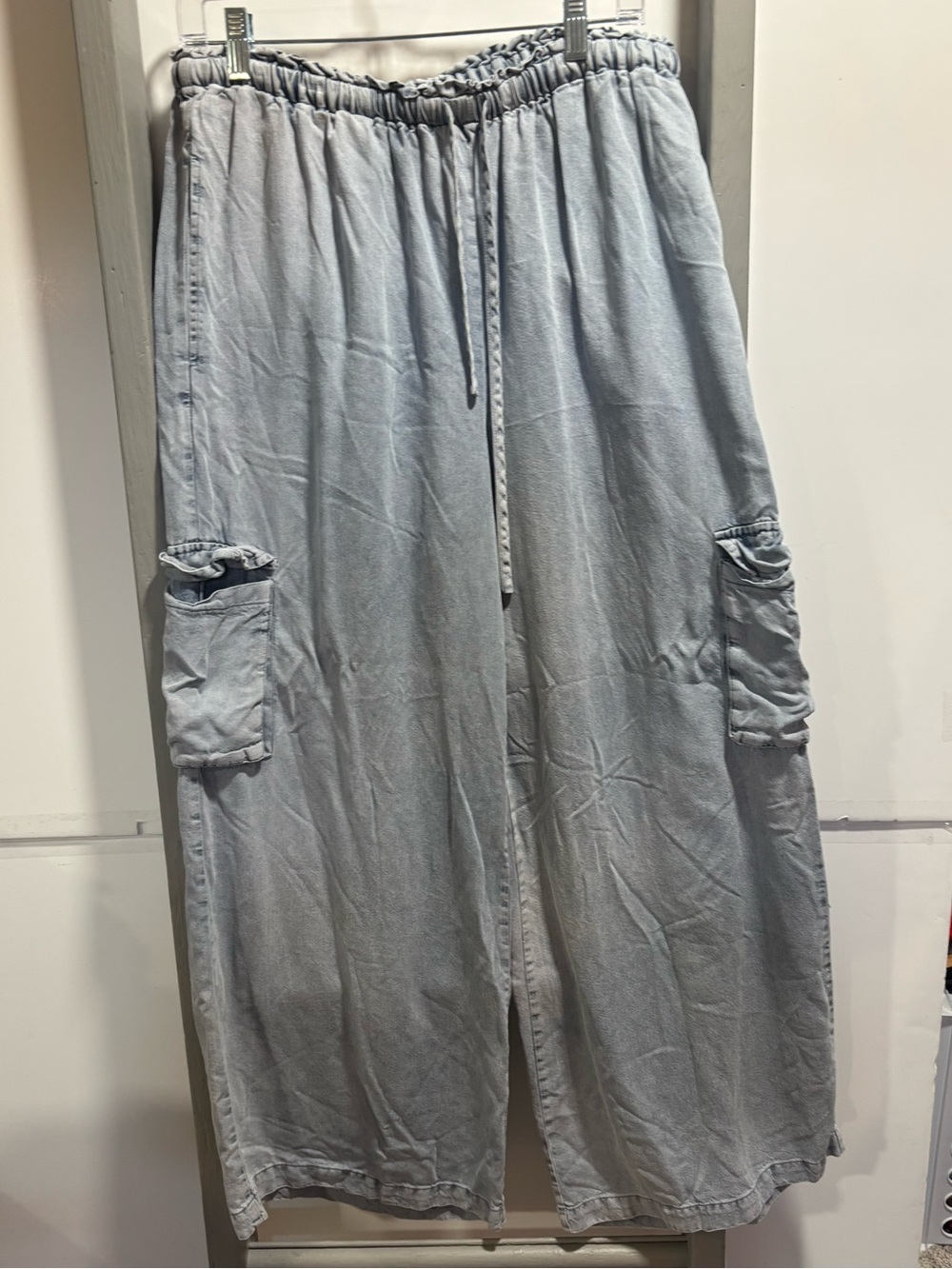 Mystree L wide leg cargo, boutique, casual, denim-like, soft, lightweight, boho